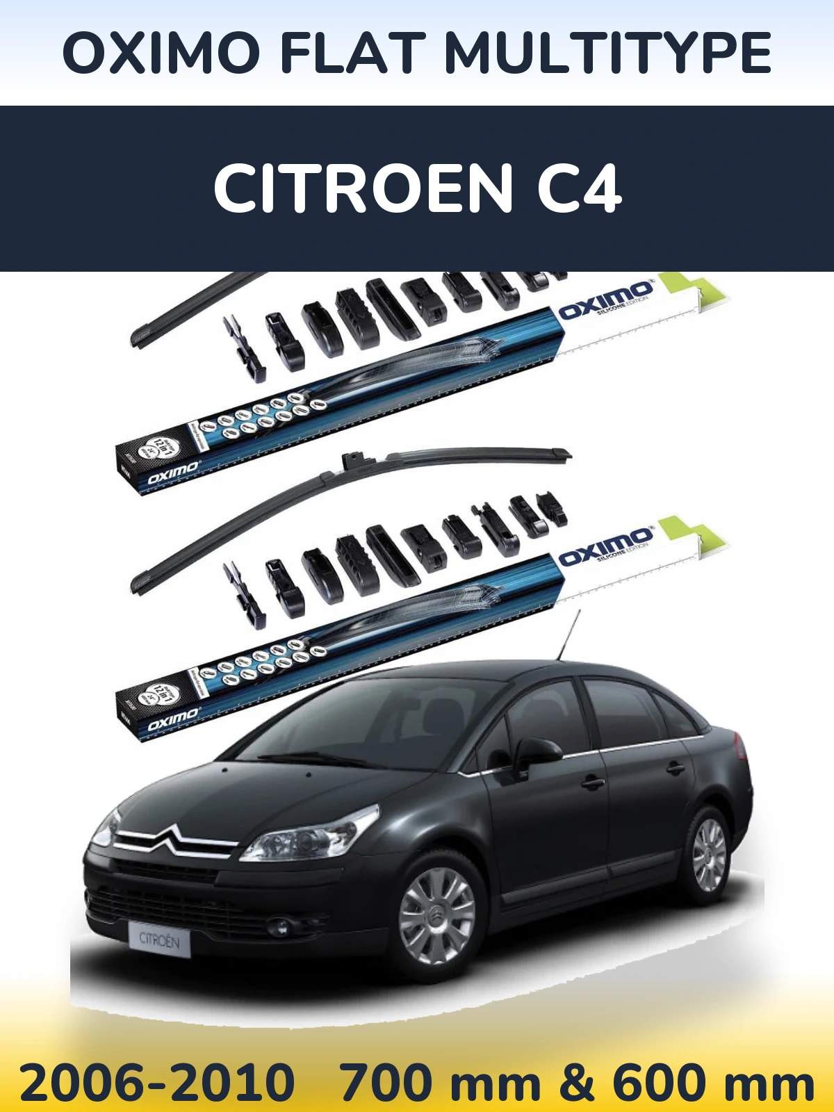 Front wiper blade set Oximo Flat MultiTypee 700 & 600 mm for Citroen C4 2006-2010