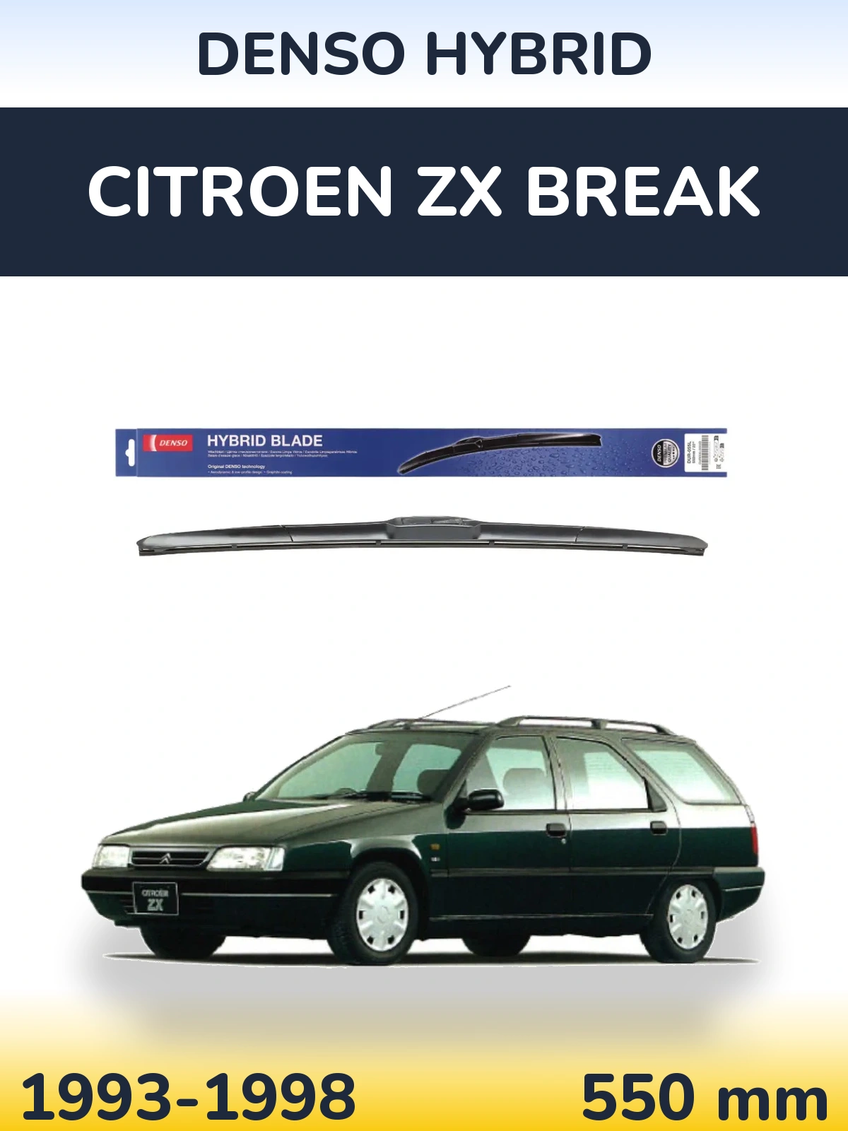 Front wiper blade Denso Hybrid 550 mm for Citroen ZX Break 1993-1998