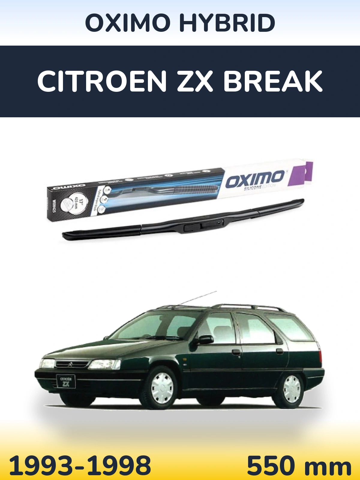 Передний дворник Oximo Hybrid 550 мм для Citroen ZX Break 1993-1998