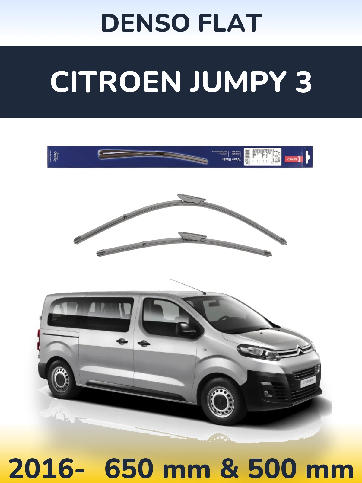 Front wiper blade set Denso Flat 650 & 500 mm for Citroen Jumpy 3 2016-2026