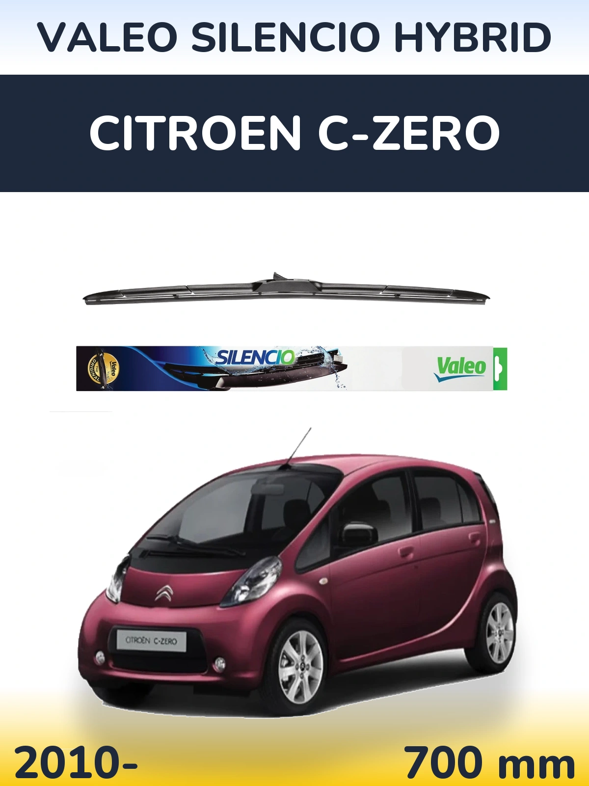 Передня щітка Valeo Silencio Hybrid 700 мм для Citroen C-Zero 2010-2026