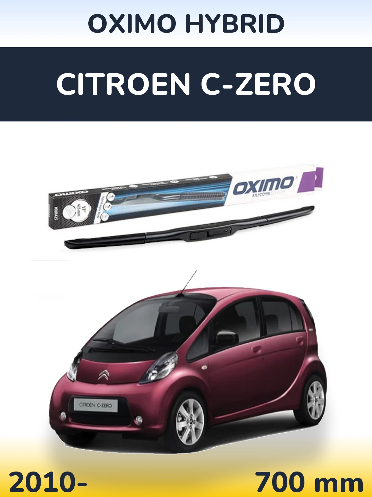 Передня щітка Oximo Hybrid 700 мм для Citroen C-Zero 2010-2026