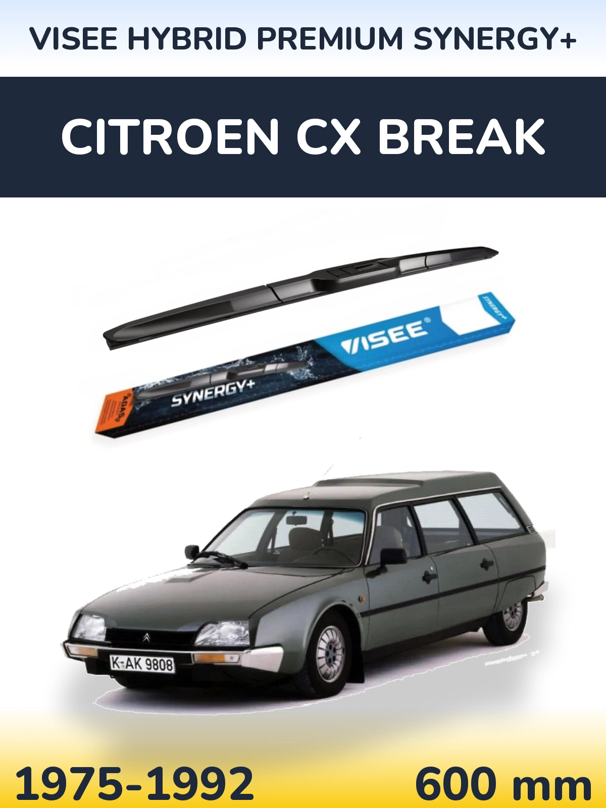 Передний дворник VISEE HYBRID PREMIUM SYNERGY+ 600 мм для Citroen CX Break 1975-1992