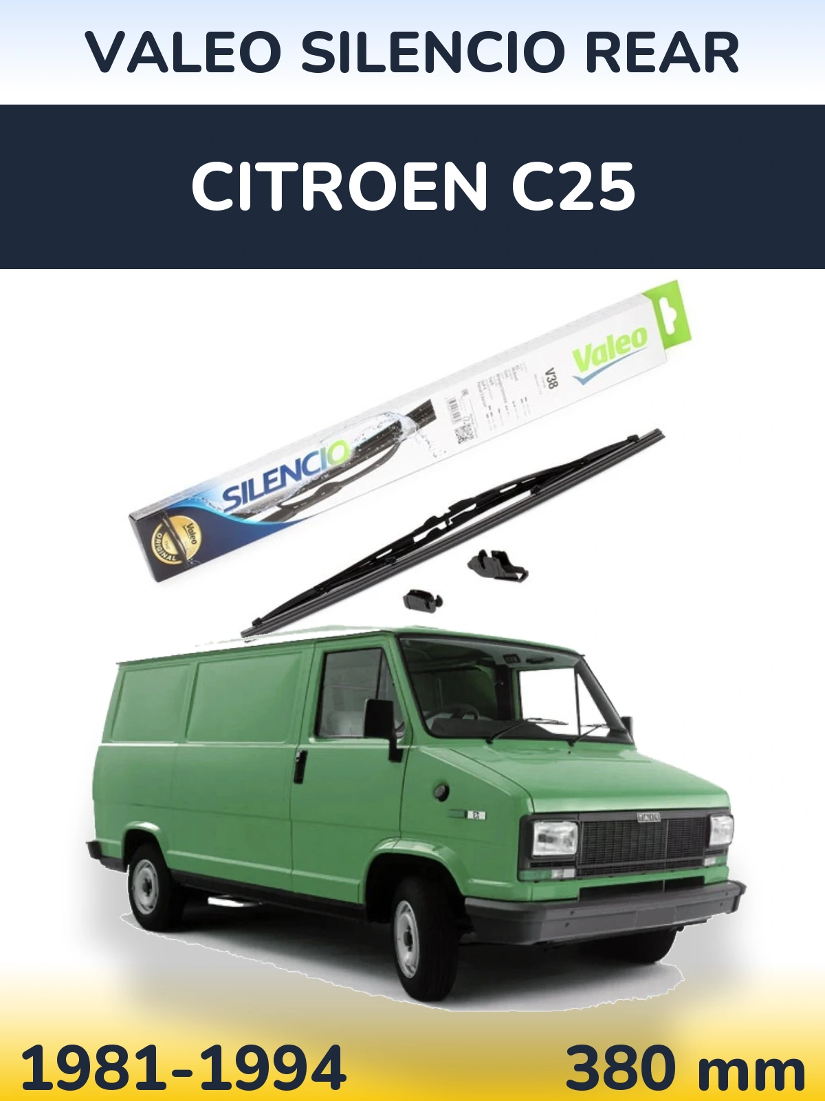 Rear wiper blade Valeo Silencio Rear 380 mm for Citroen C25 1981-1994