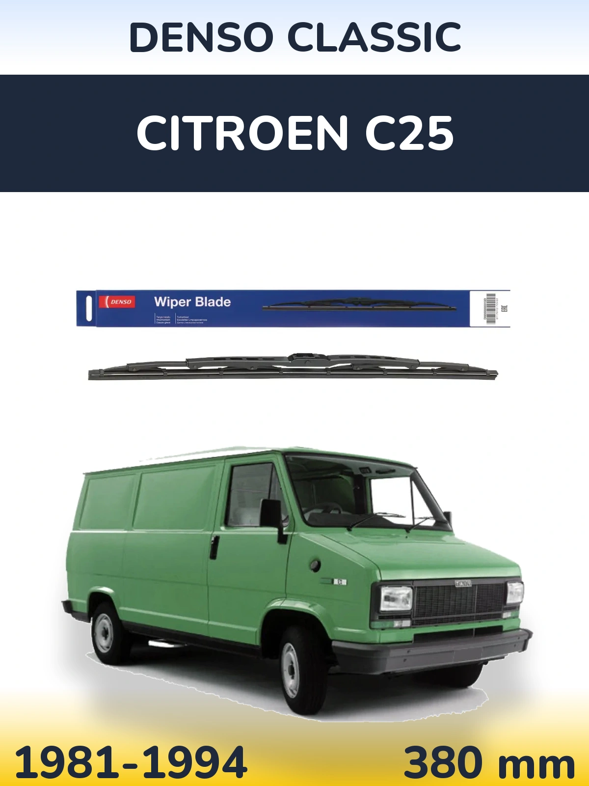 Rear wiper blade Denso Classic 380 mm for Citroen C25 1981-1994