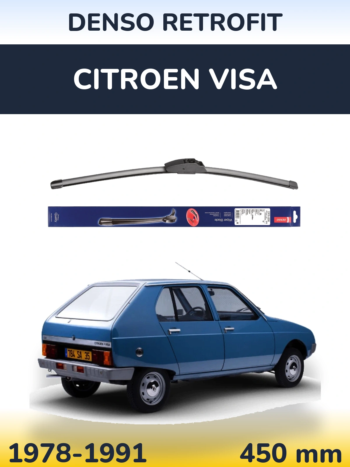 Front wiper blade Denso Retrofit 450 mm for Citroen Visa 1978-1991
