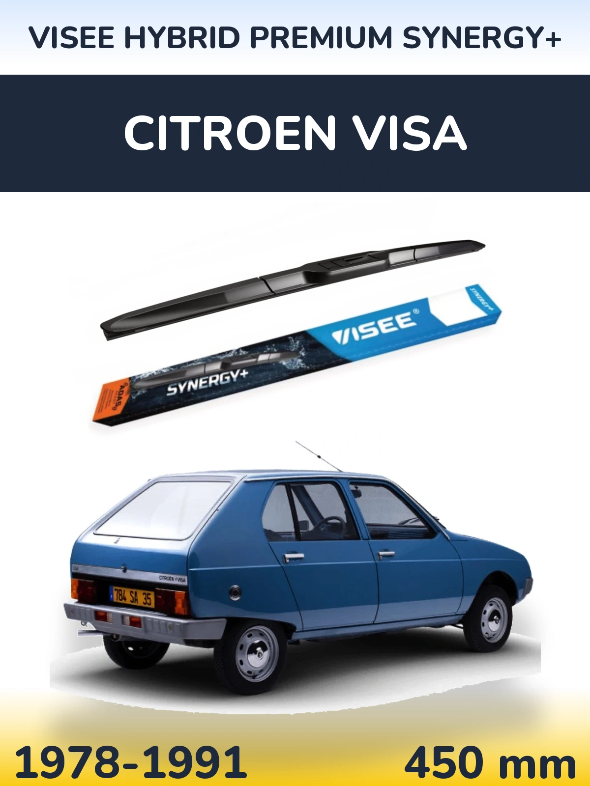 Front wiper blade VISEE HYBRID PREMIUM SYNERGY+ 450 mm for Citroen Visa 1978-1991