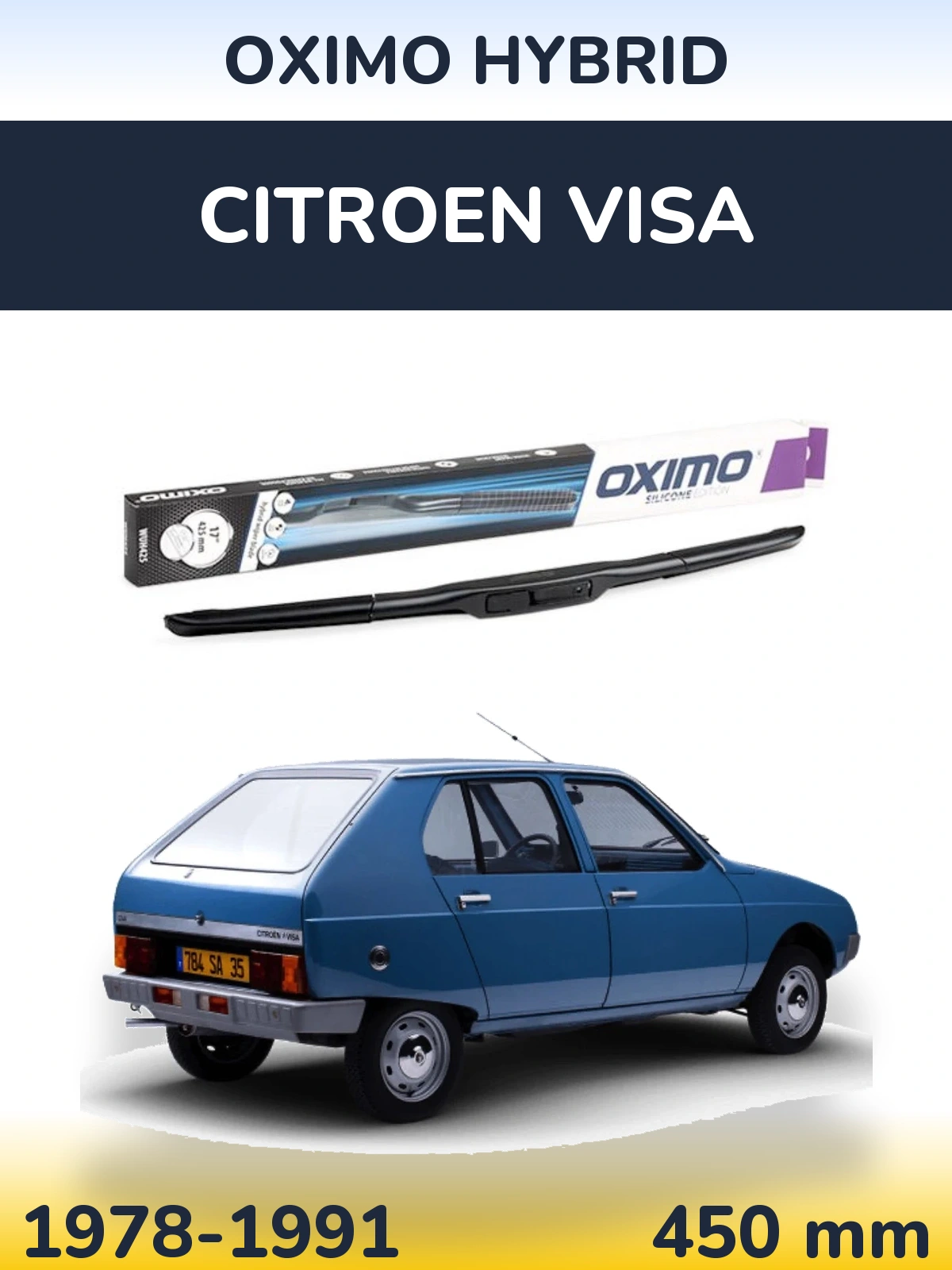 Front wiper blade Oximo Hybrid 450 mm for Citroen Visa 1978-1991
