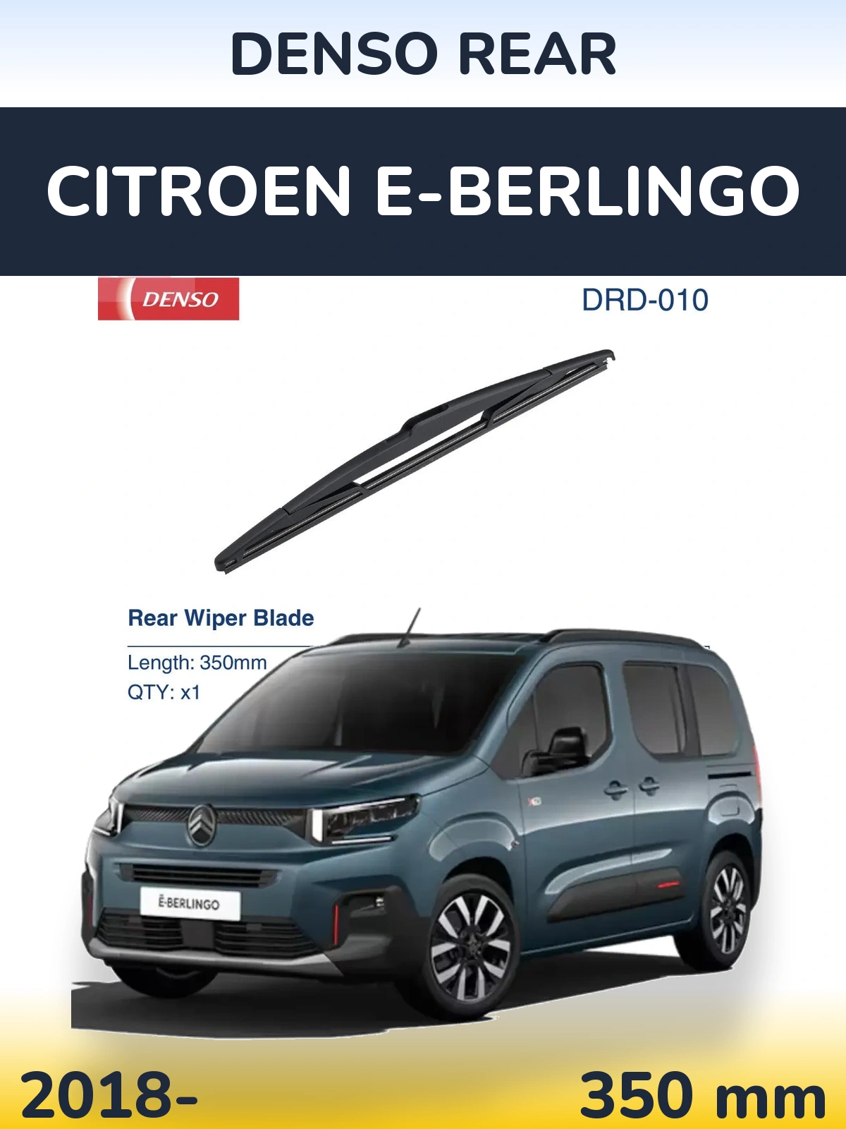 Rear wiper blade Denso Rear 350 mm for Citroen e-Berlingo 2018-2026