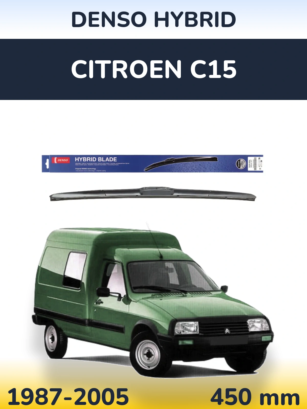 Front wiper blade Denso Hybrid 450 mm for Citroen C15 1987-2005