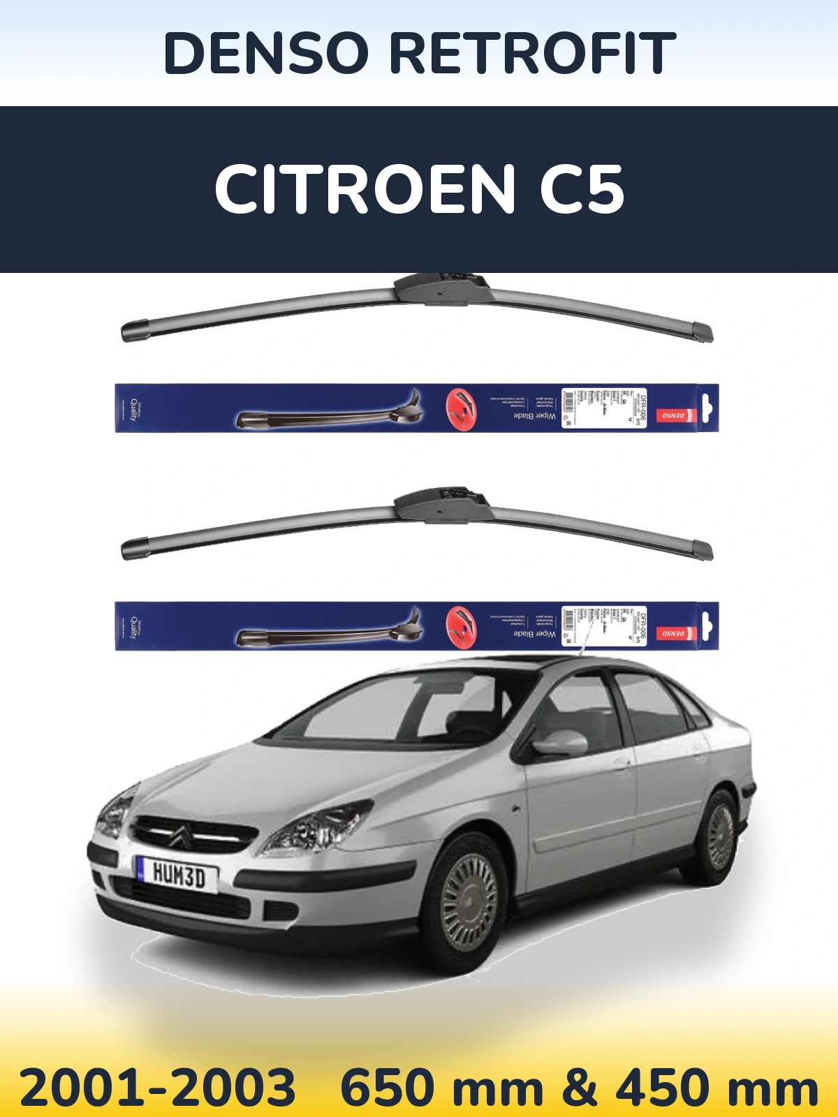 Комплект передних дворников Denso Retrofit 650 & 450 мм для Citroen C5 2001-2003