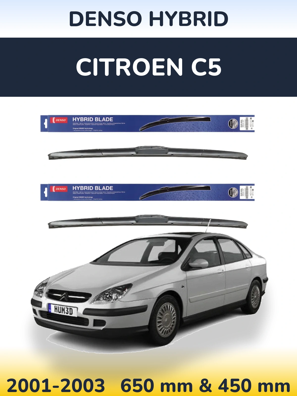 Комплект передних дворников Denso Hybrid 650 & 450 мм для Citroen C5 2001-2003