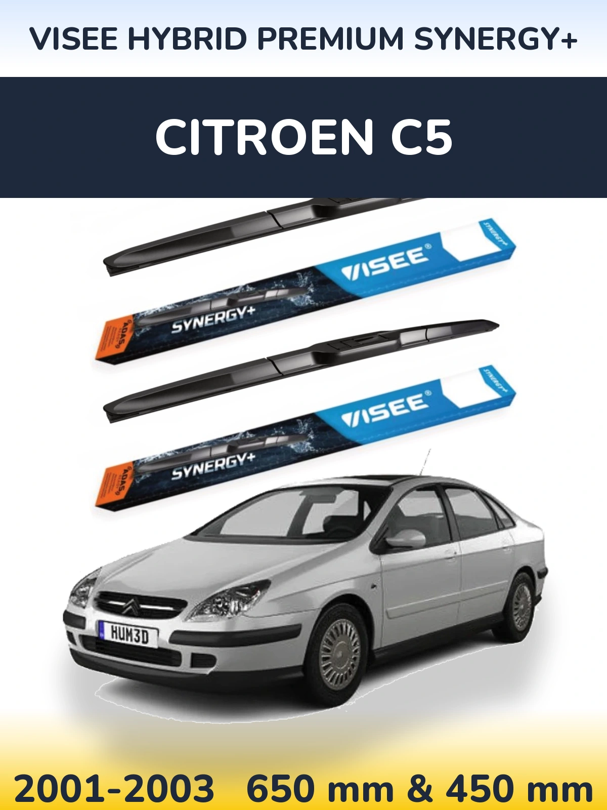 Комплект передніх щіток VISEE HYBRID PREMIUM SYNERGY+ 650 & 450 мм для Citroen C5 2001-2003