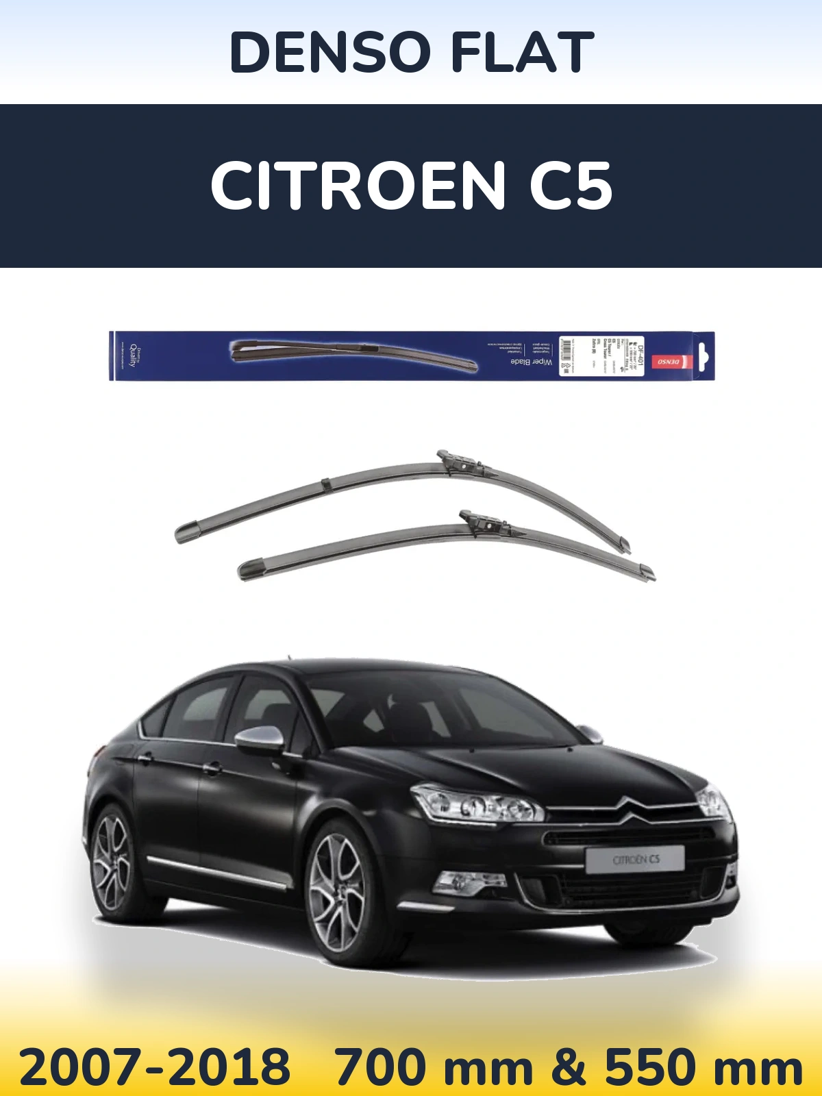 Комплект передних дворников Denso Flat 700 & 550 мм для Citroen C5 2007-2018