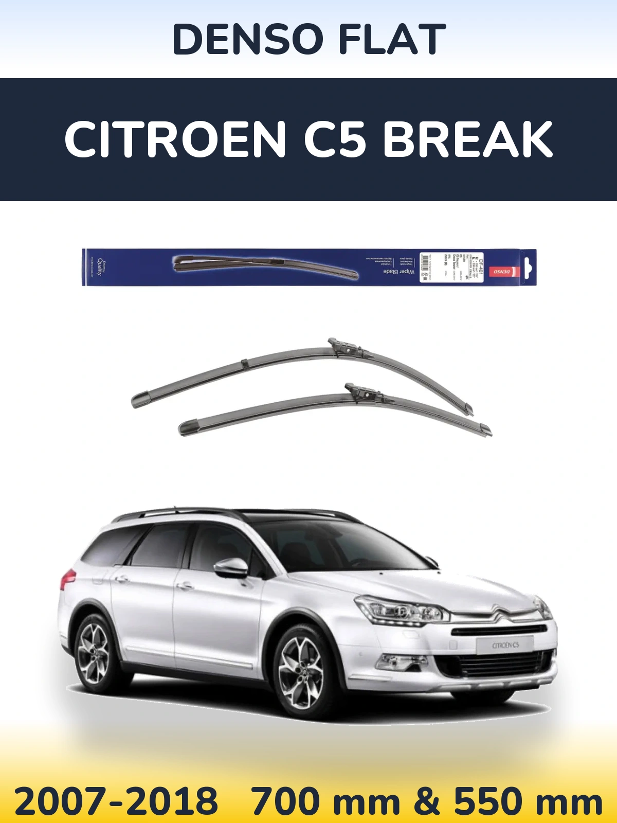Комплект передних дворников Denso Flat 700 & 550 мм для Citroen C5 Break 2007-2018