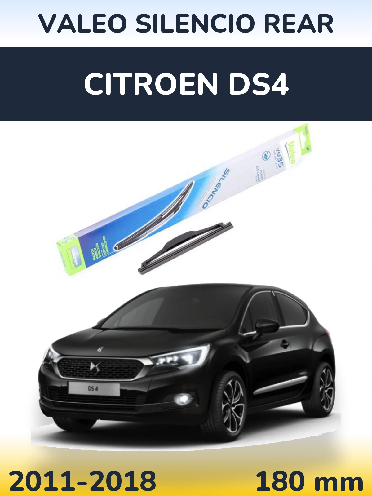 Rear wiper blade Valeo Silencio Rear 180 mm for Citroen DS4 2011-2018