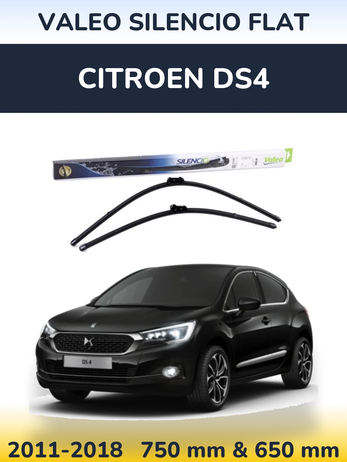 Комплект передних дворников Valeo Silencio Flat 750 & 650 мм для Citroen DS4 2011-2018