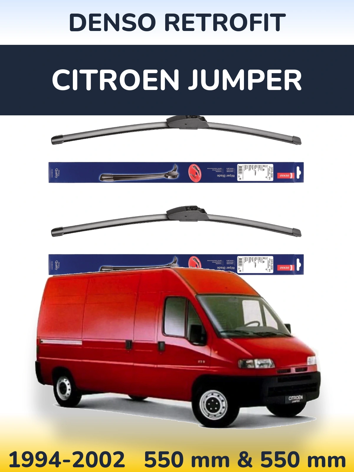 Front wiper blade set Denso Retrofit 550 & 550 mm for Citroen Jumper 1994-2002