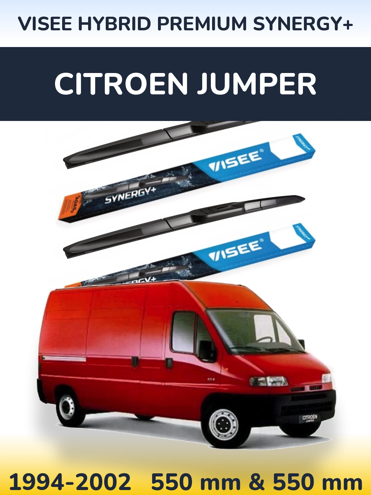 Комплект передних дворников VISEE HYBRID PREMIUM SYNERGY+ 550 & 550 мм для Citroen Jumper 1994-2002
