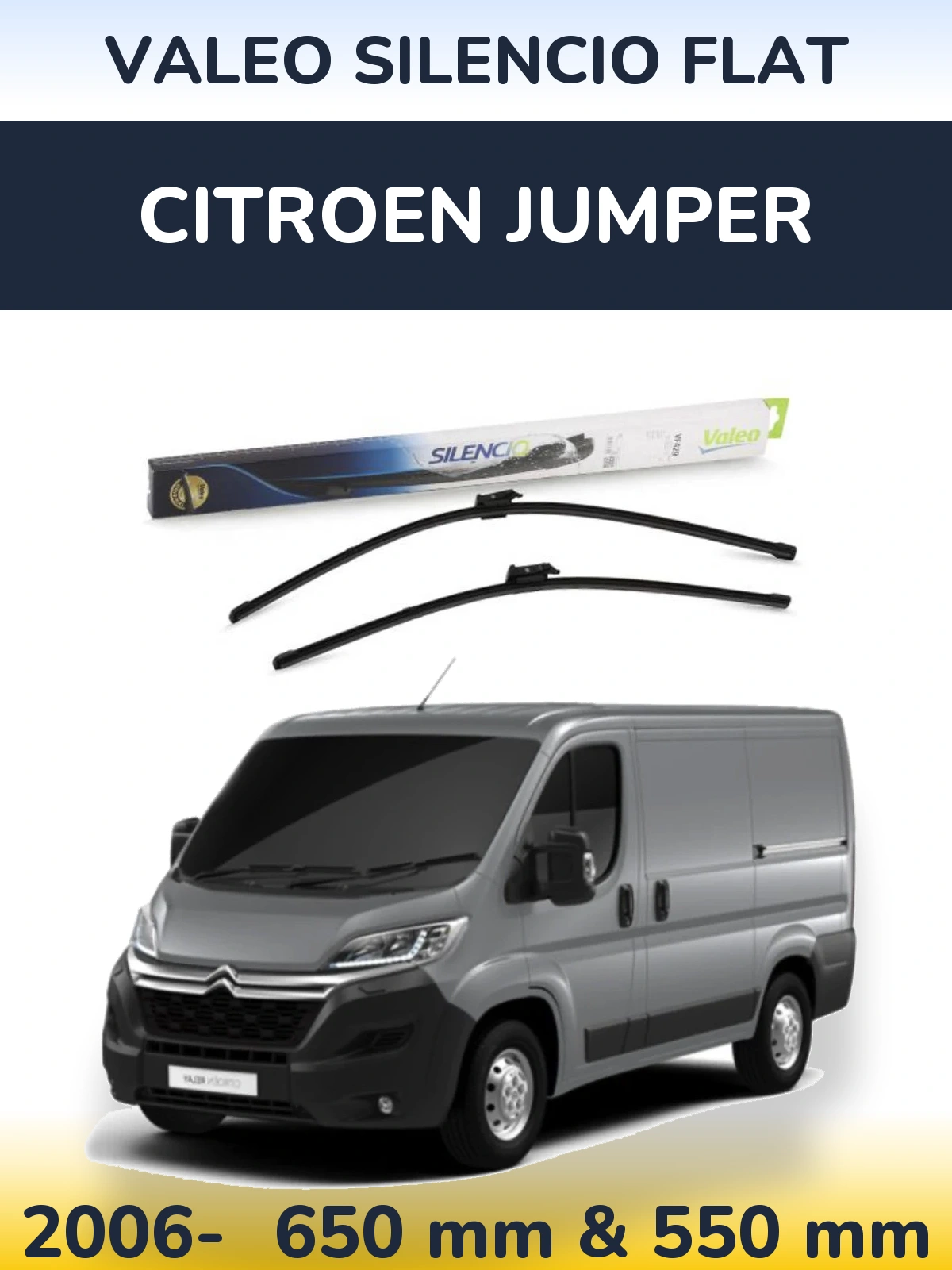 Комплект передних дворников Valeo Silencio Flat 650 & 550 мм для Citroen Jumper 2006-2026