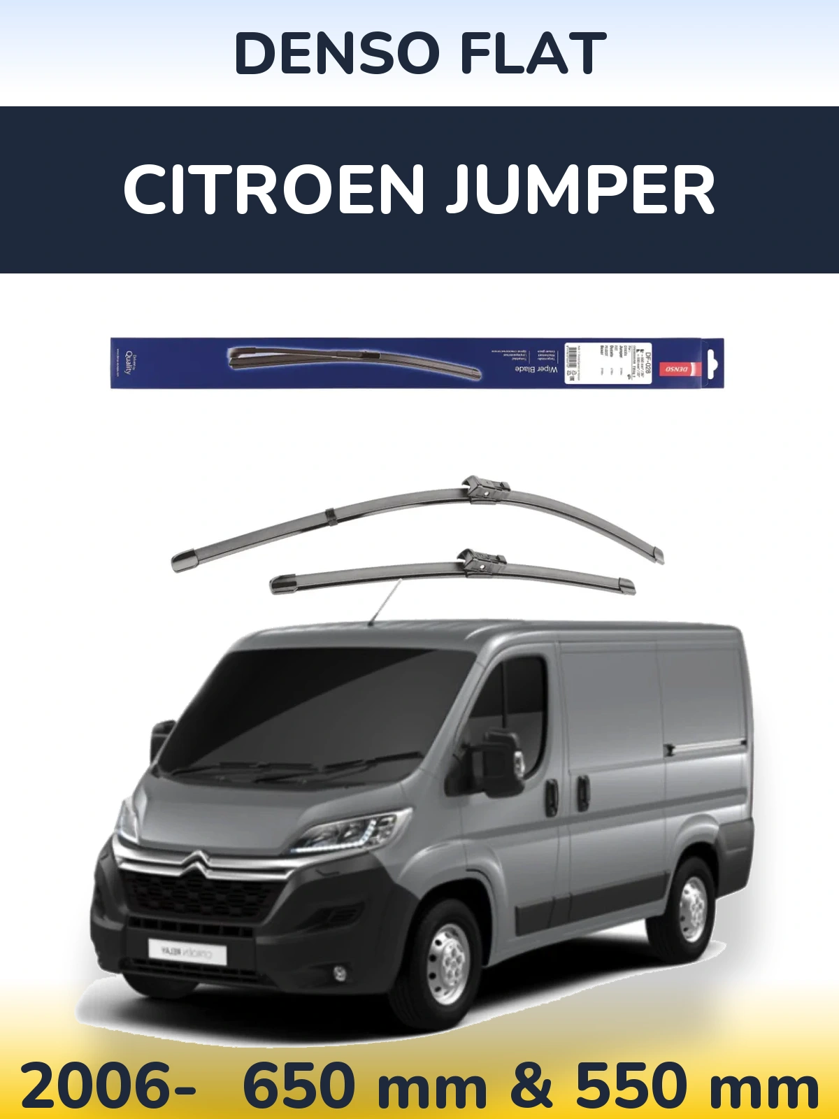 Front wiper blade set Denso Flat 650 & 550 mm for Citroen Jumper 2006-2026