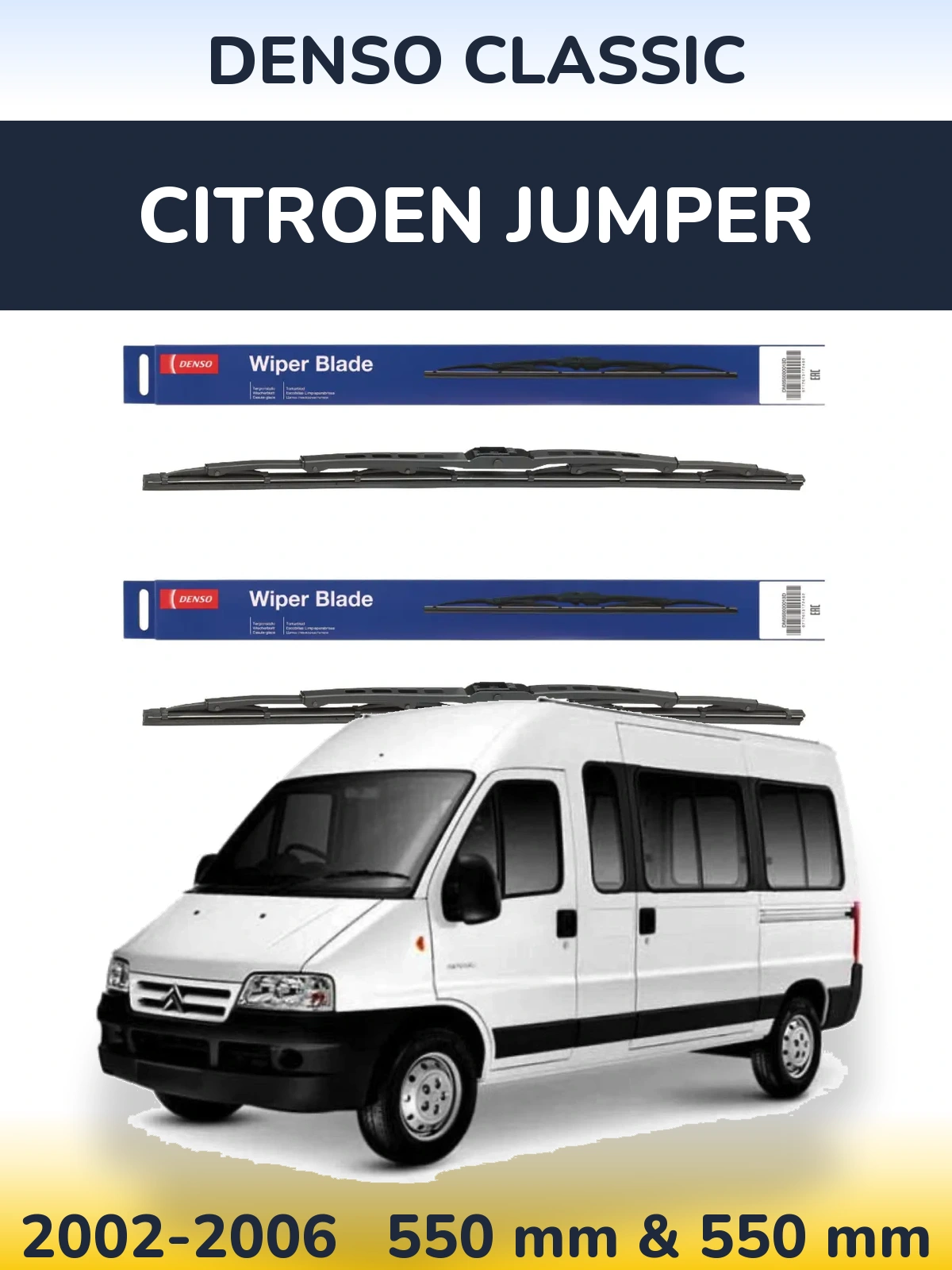 Front wiper blade set Denso Classic 550 & 550 mm for Citroen Jumper 2002-2006