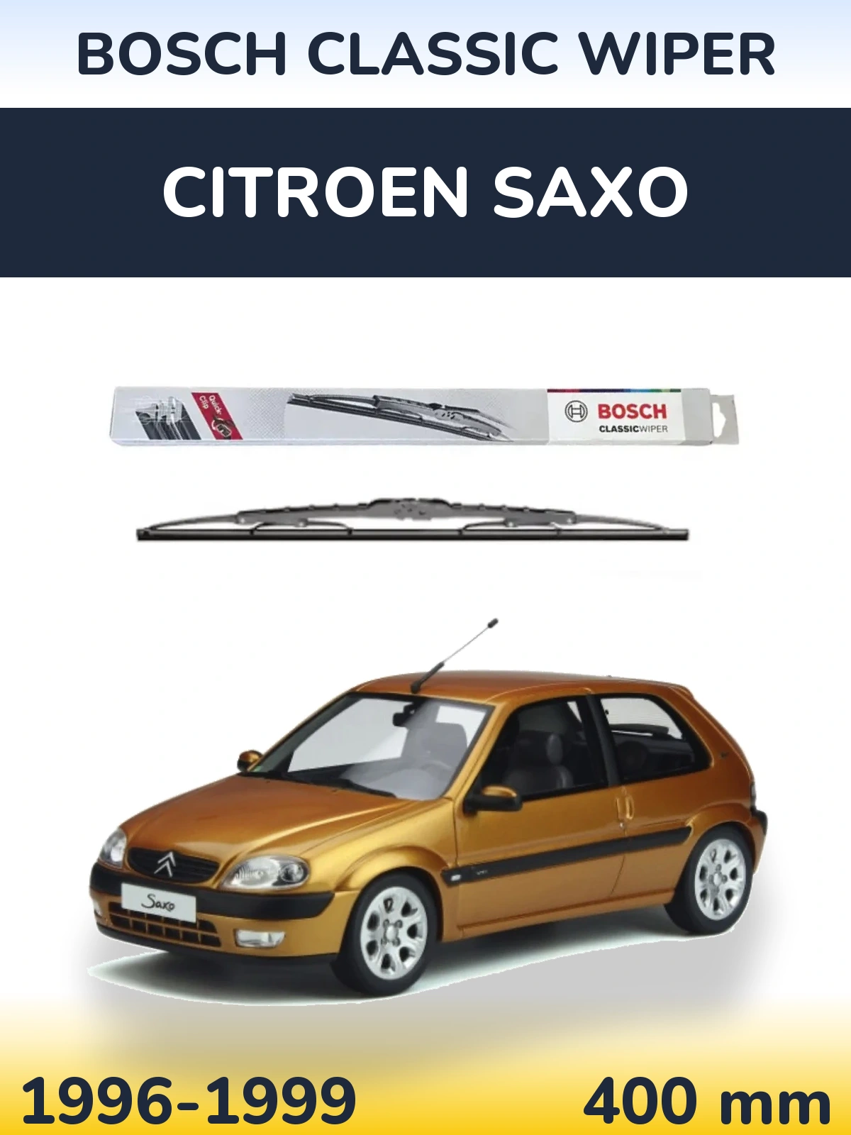 Rear wiper blade BOSCH Classic Wiper 400 mm for Citroen Saxo 1996-1999