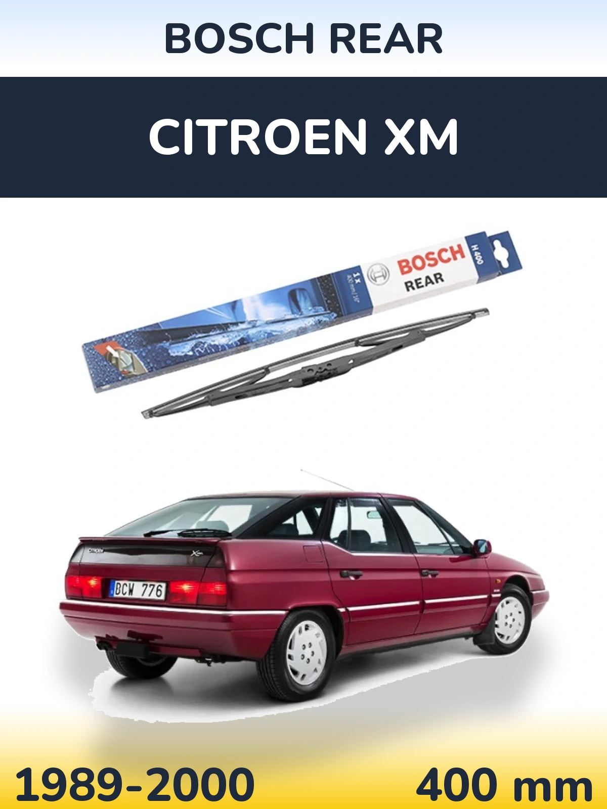 Rear wiper blade BOSCH Rear 400 mm for Citroen XM 1989-2000