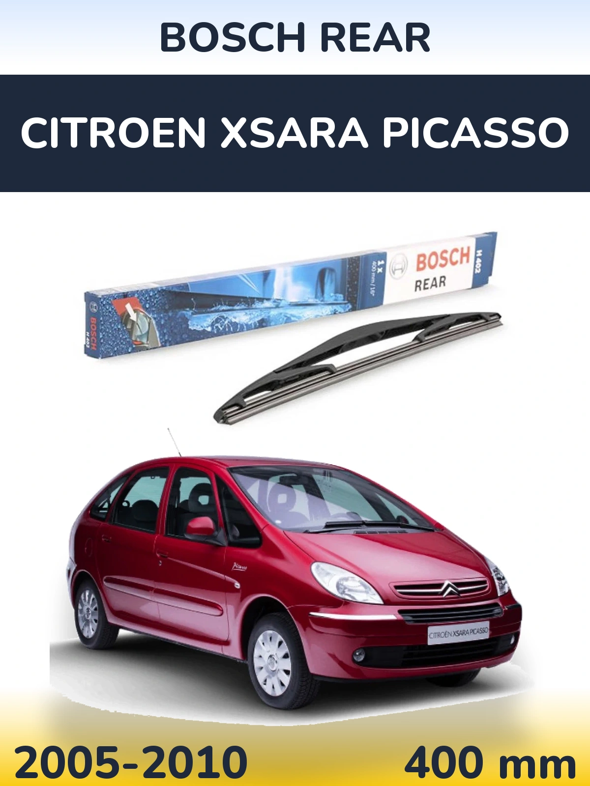 Rear wiper blade BOSCH Rear 400 mm for Citroen Xsara Picasso 2005-2010