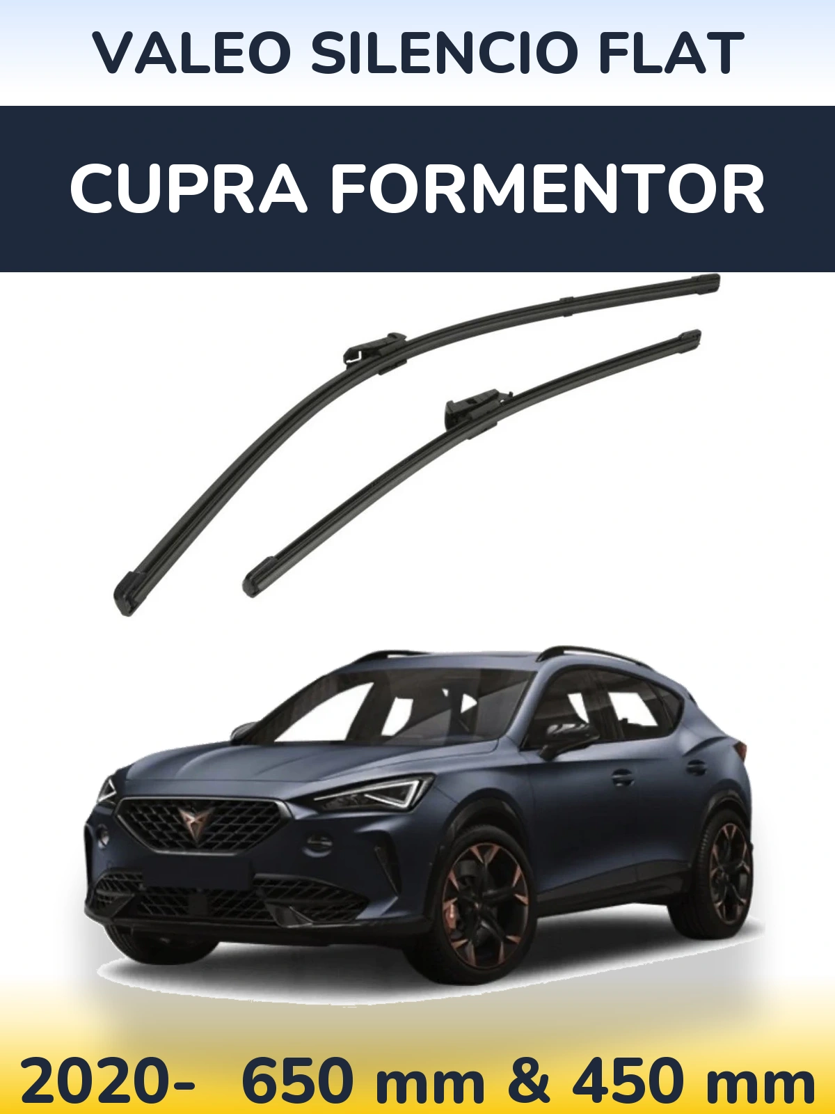 Комплект передних дворников Valeo Silencio Flat 650 & 450 мм для Cupra Formentor 2020-2026
