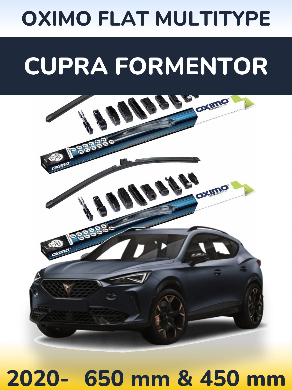 Комплект передних дворников Oximo Flat MultiТипe 650 & 450 мм для Cupra Formentor 2020-2026