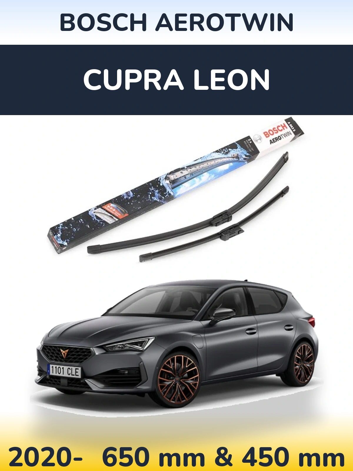 Комплект передніх щіток BOSCH AeroTwin 650 & 450 мм для Cupra Leon 2020-2026