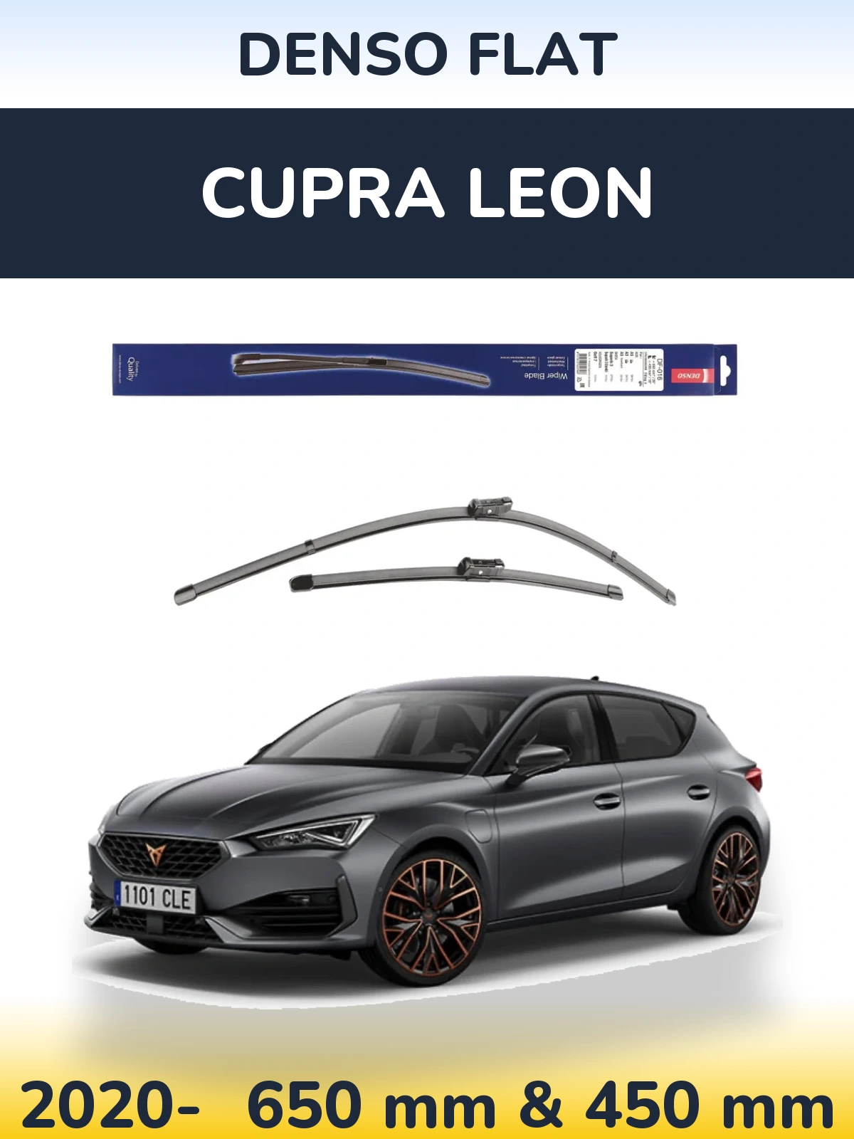 Front wiper blade set Denso Flat 650 & 450 mm for Cupra Leon 2020-2026