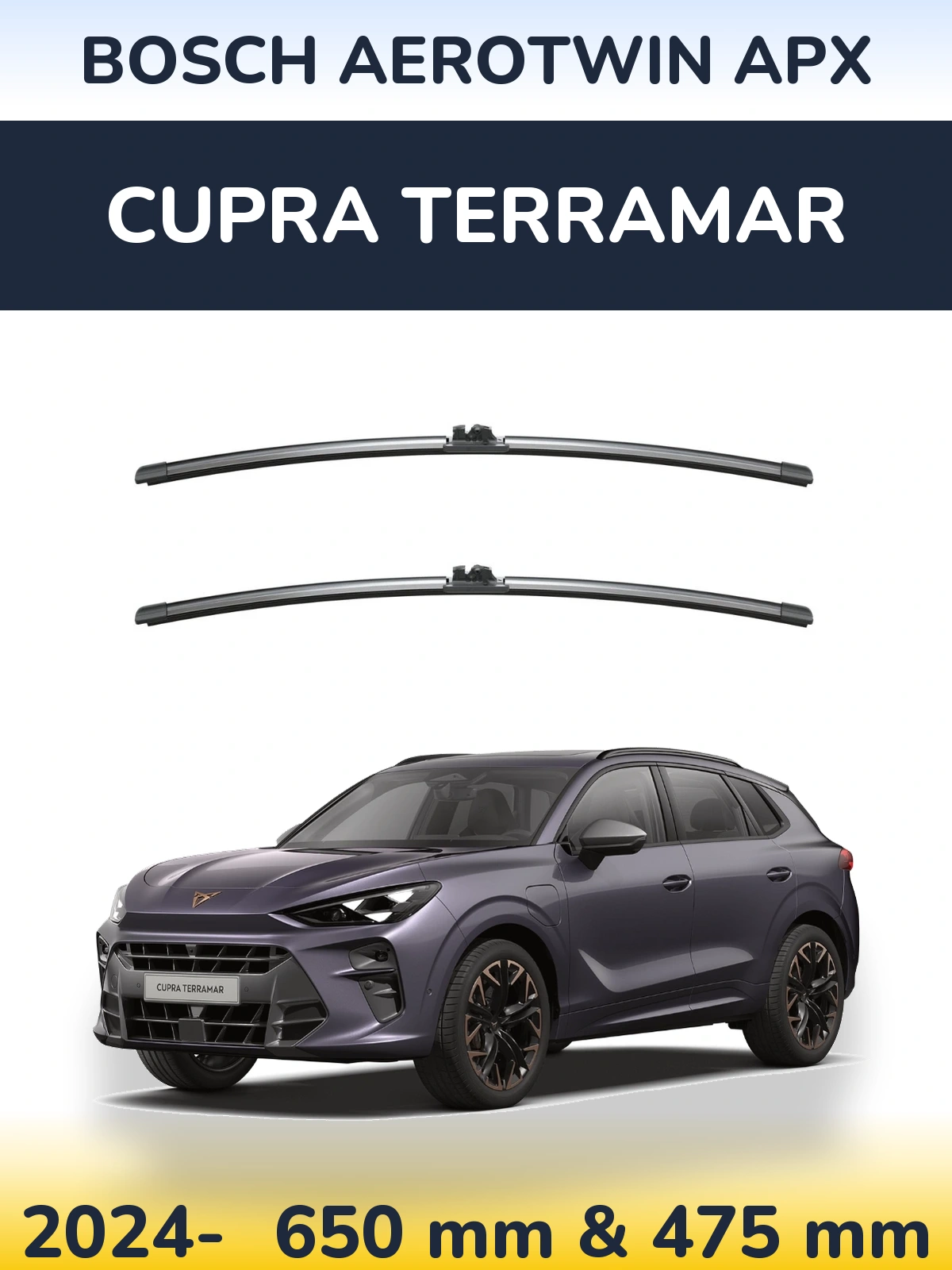 Комплект передних дворников BOSCH AeroTwin APX 650 & 475 мм для Cupra Terramar 2024-2026