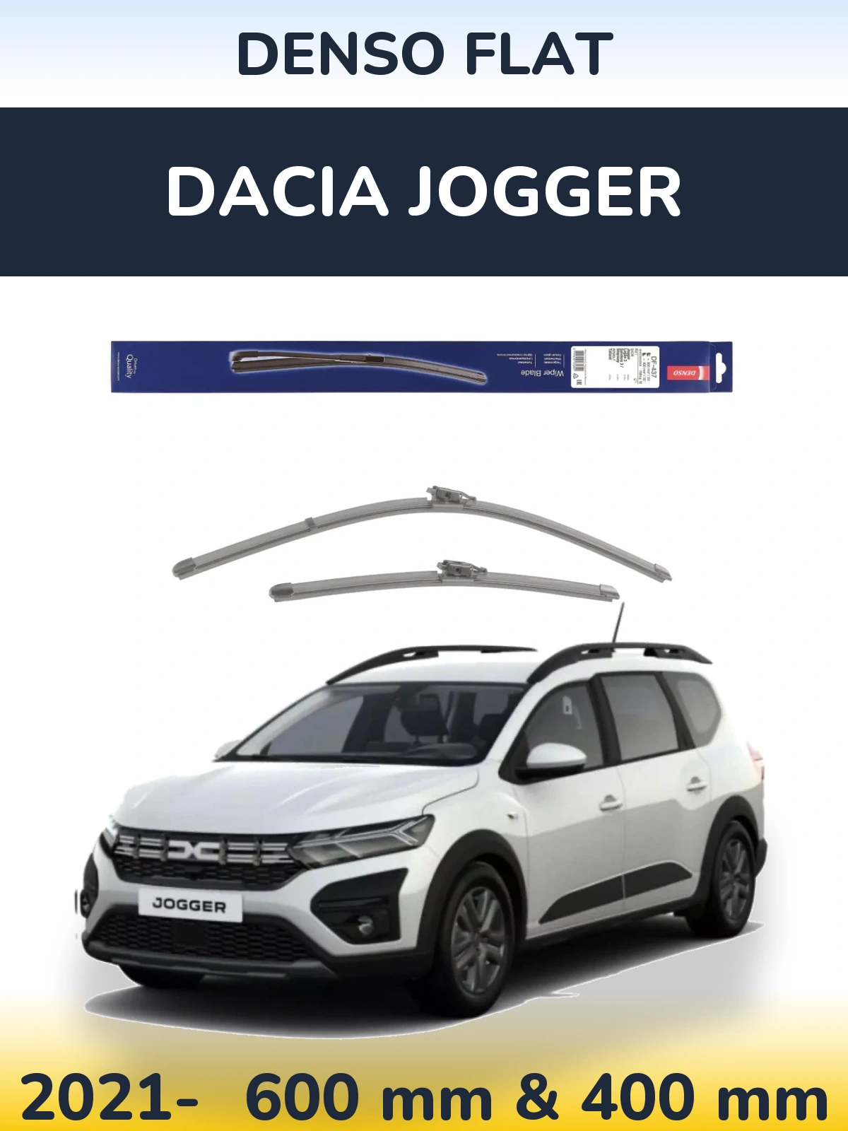 Front wiper blade set Denso Flat 600 & 400 mm for Dacia Jogger 2021-2026