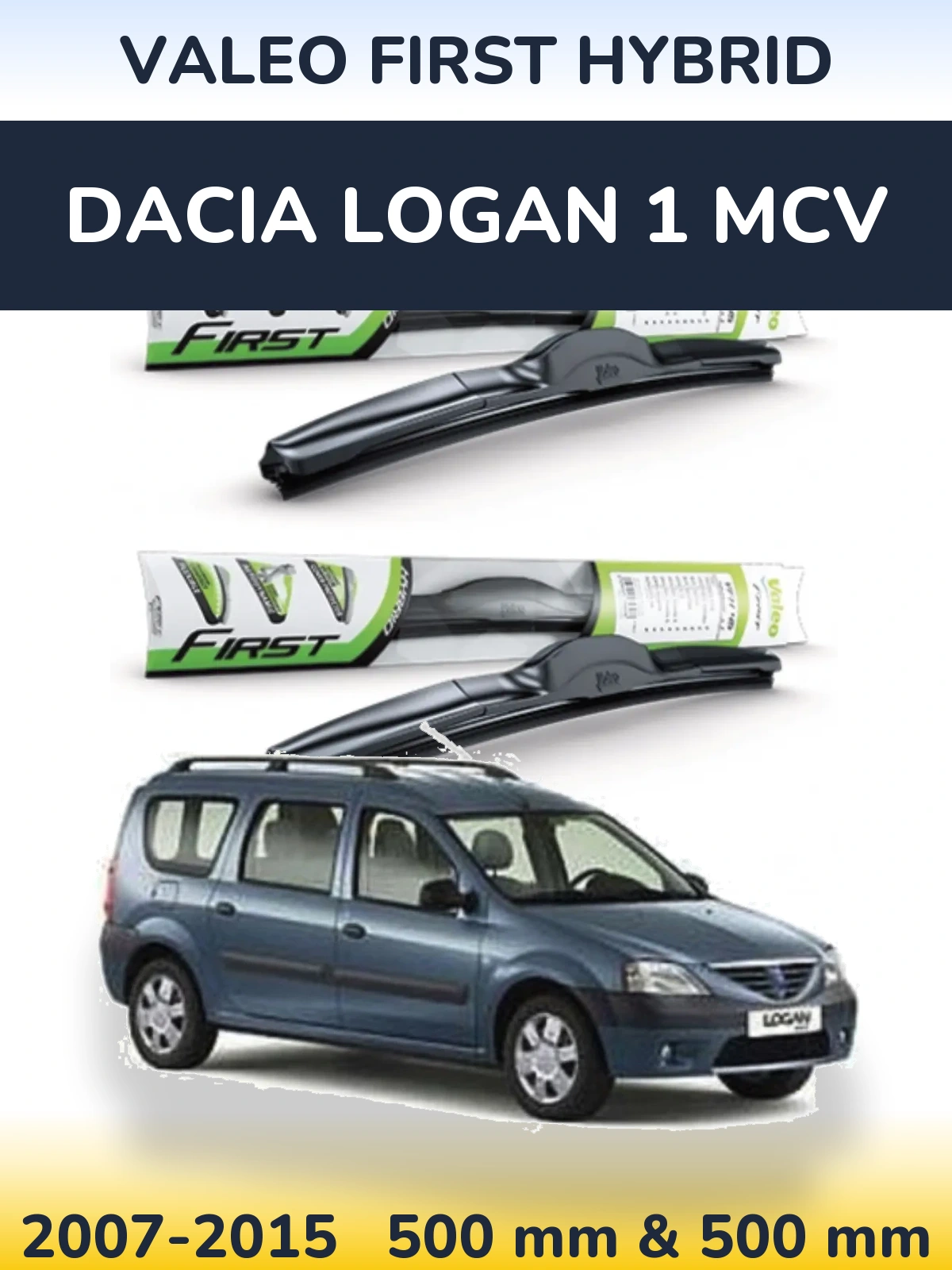 Комплект передних дворников Valeo First Hybrid 500 & 500 мм для Dacia Logan 1 MCV 2007-2015