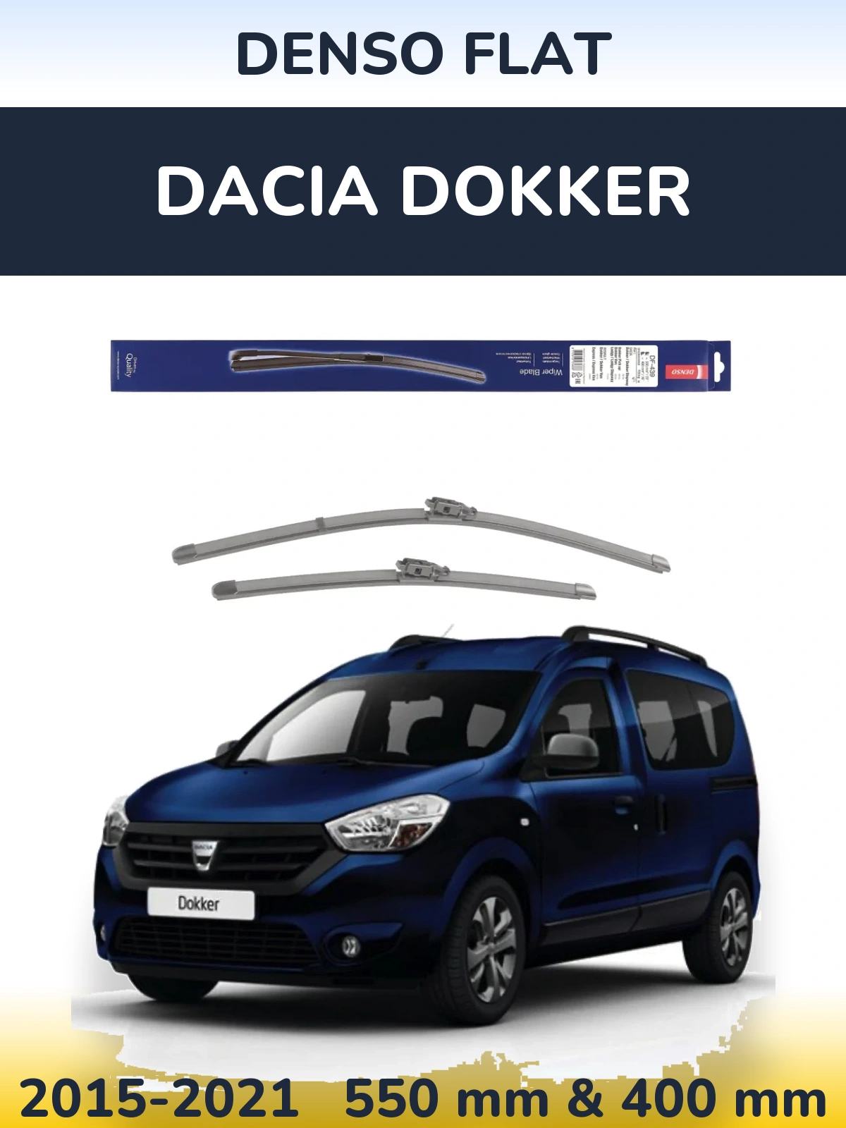 Комплект передніх щіток Denso Flat 550 & 400 мм для Dacia Dokker 2015-2021