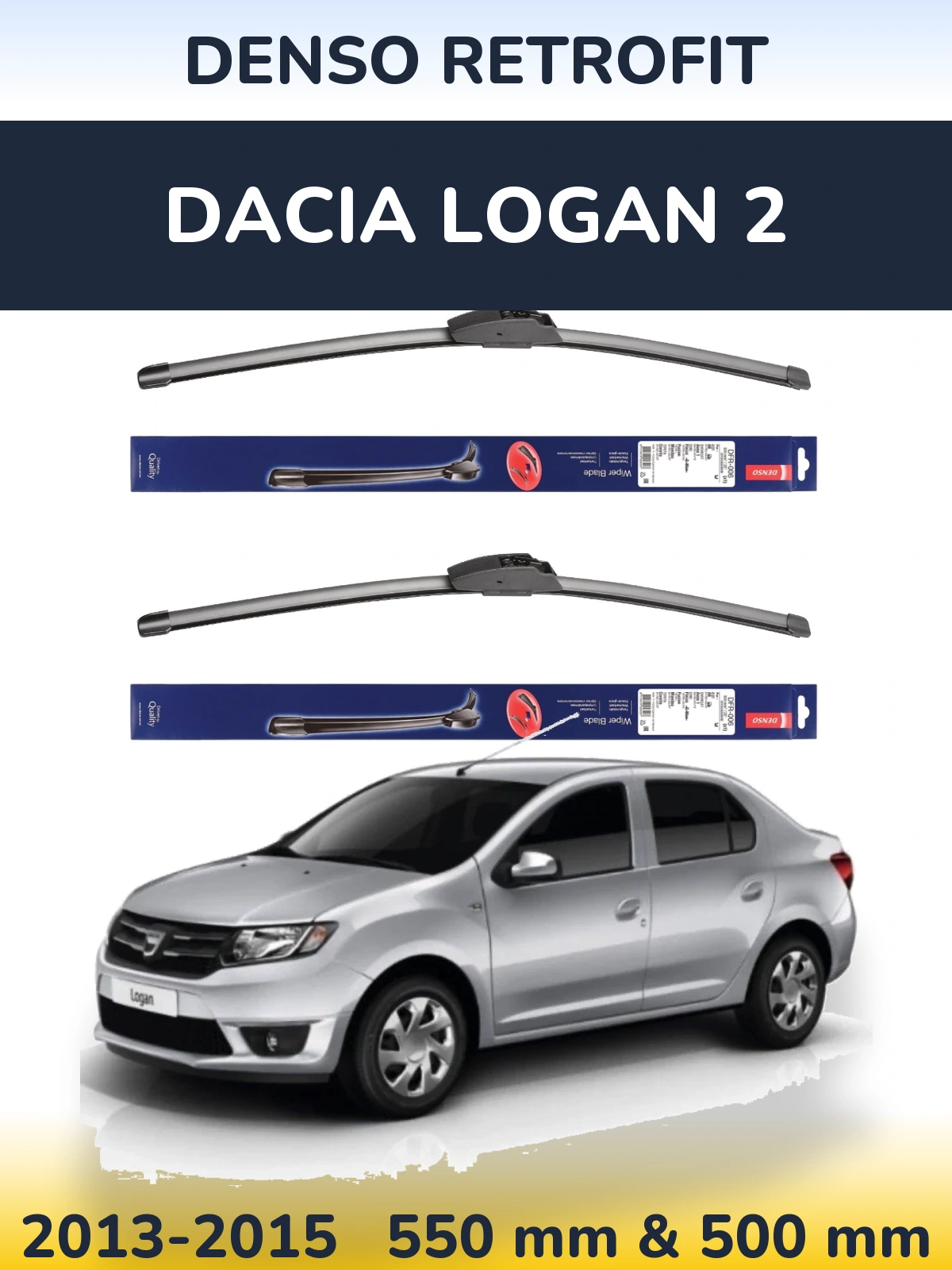 Комплект передних дворников Denso Retrofit 550 & 500 мм для Dacia Logan 2 2013-2015