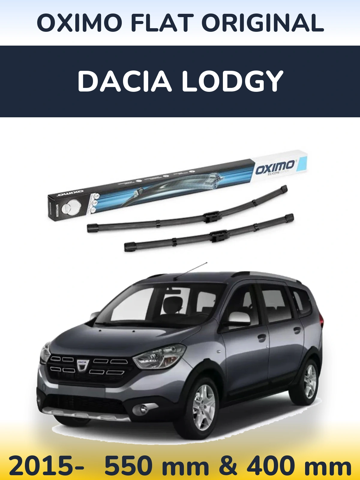 Front wiper blade set Oximo Flat Original 550 & 400 mm for Dacia Lodgy 2015-2026