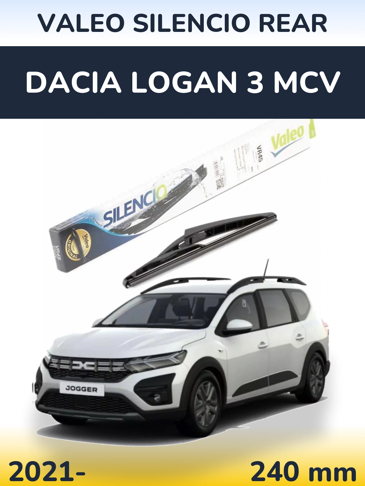 Задний дворник Valeo Silencio Rear 240 мм для Dacia Logan 3 MCV 2021-2026