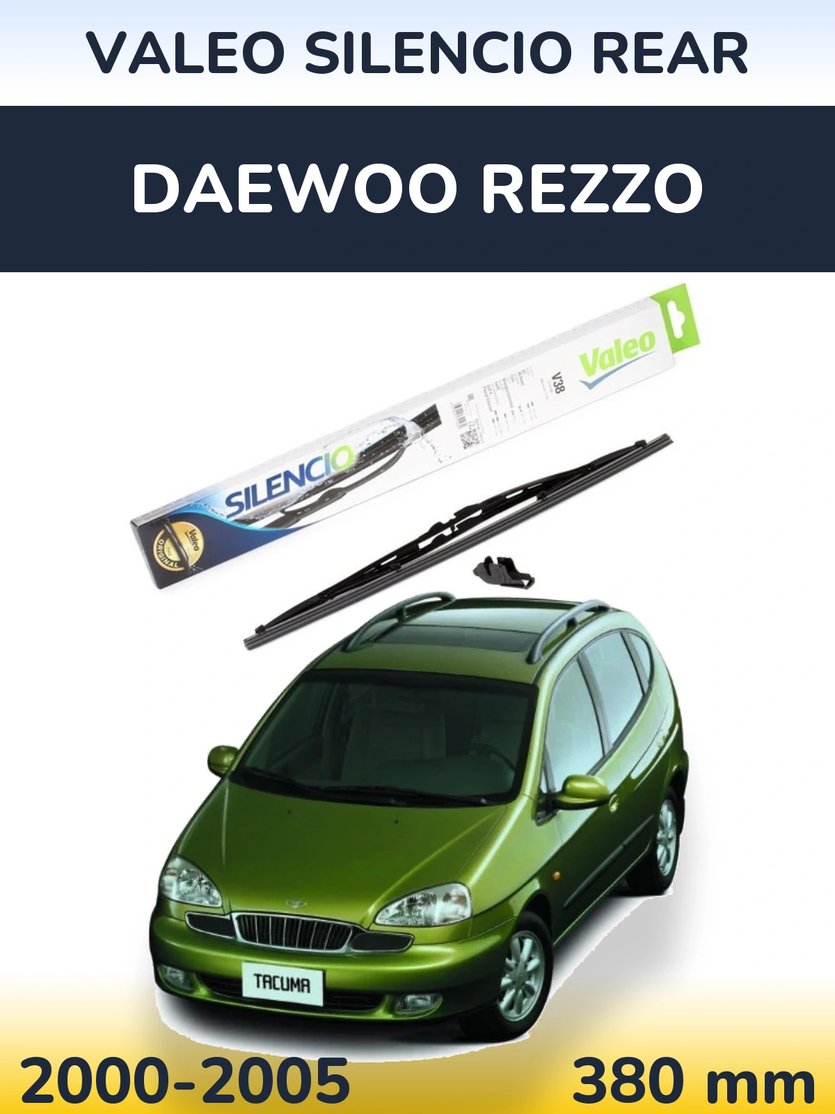 Rear wiper blade Valeo Silencio Rear 380 mm for Daewoo Rezzo 2000-2005