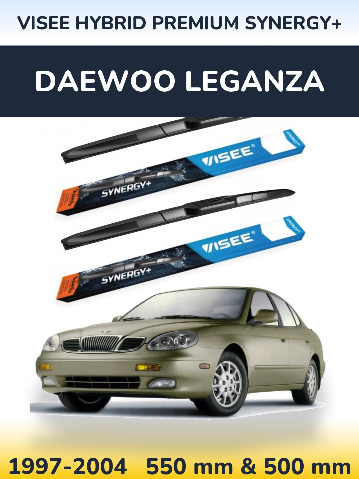 Комплект передних дворников VISEE HYBRID PREMIUM SYNERGY+ 550 & 500 мм для Daewoo Leganza 1997-2004