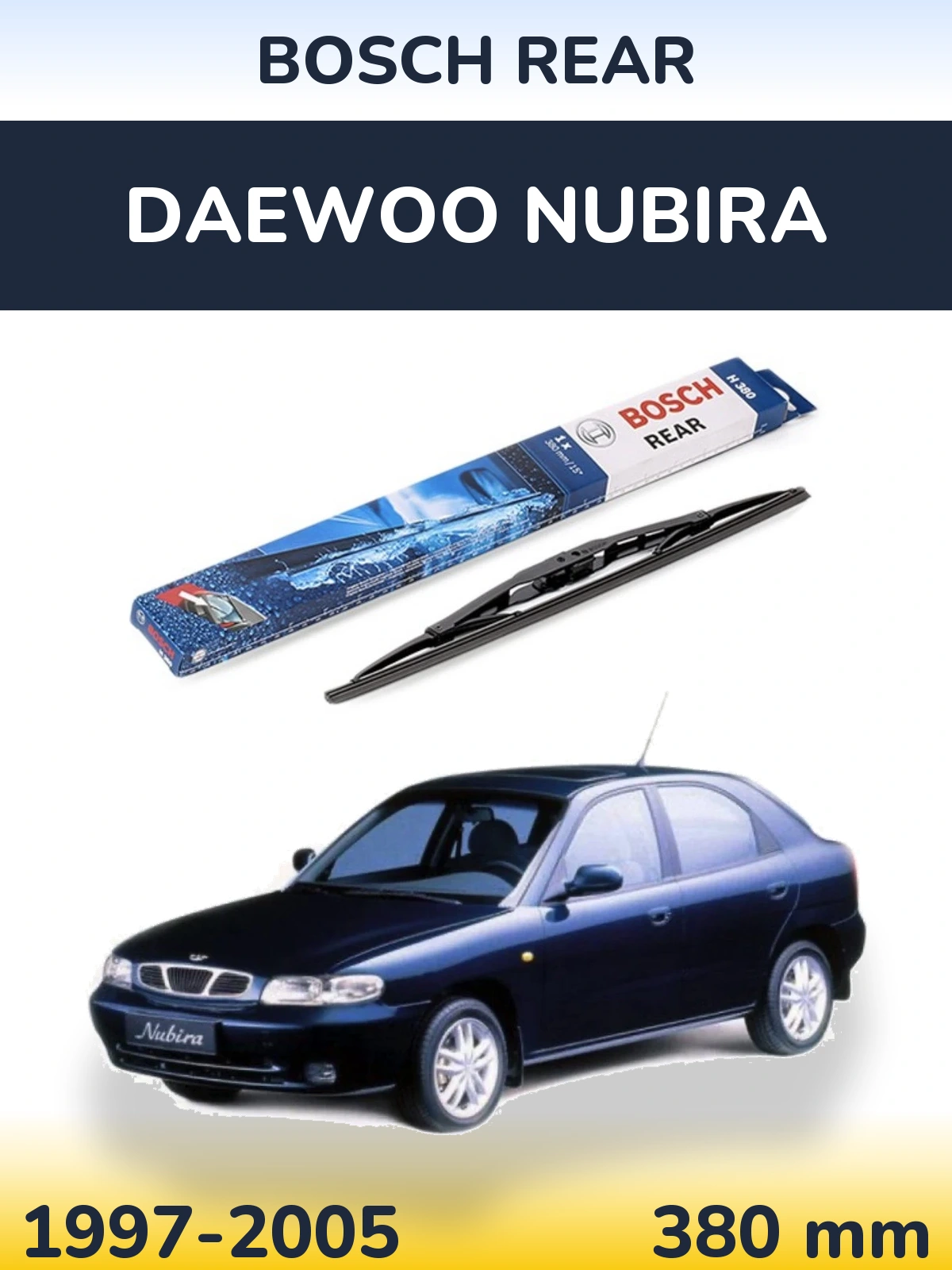 Rear wiper blade BOSCH Rear 380 mm for Daewoo Nubira 1997-2005