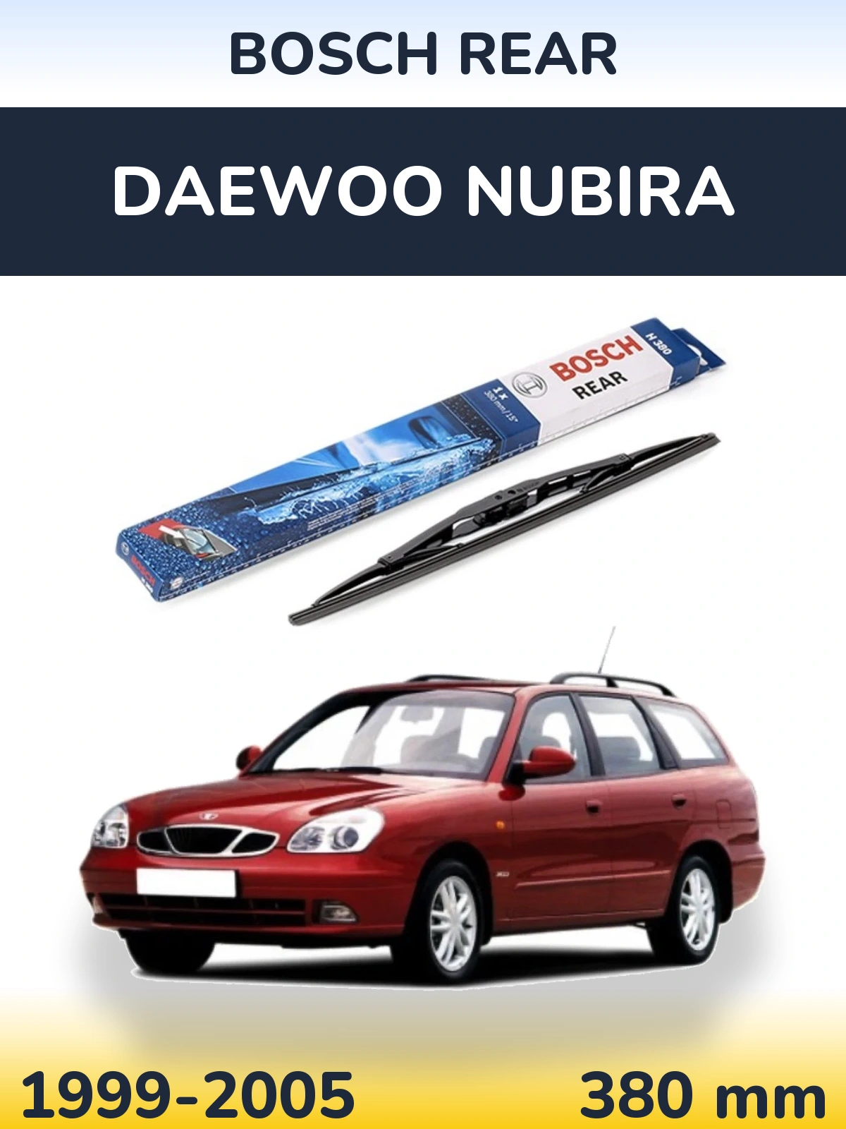 Rear wiper blade BOSCH Rear 380 mm for Daewoo Nubira 1999-2005
