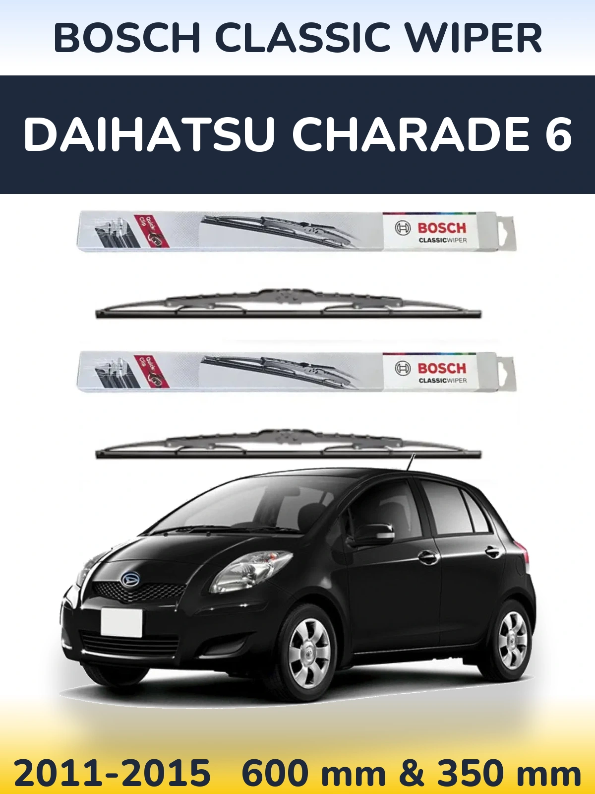 Комплект передних дворников BOSCH Classic Wiper 600 & 340 мм для Daihatsu Charade 6 2011-2015