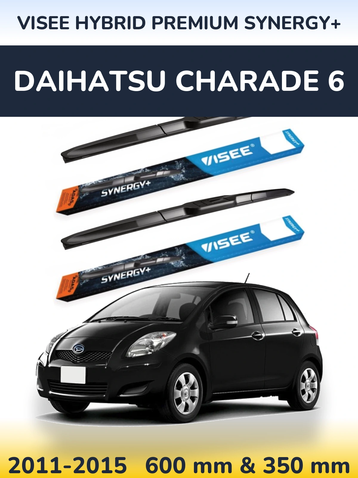 Комплект передних дворников VISEE HYBRID PREMIUM SYNERGY+ 600 & 350 мм для Daihatsu Charade 6 2011-2015
