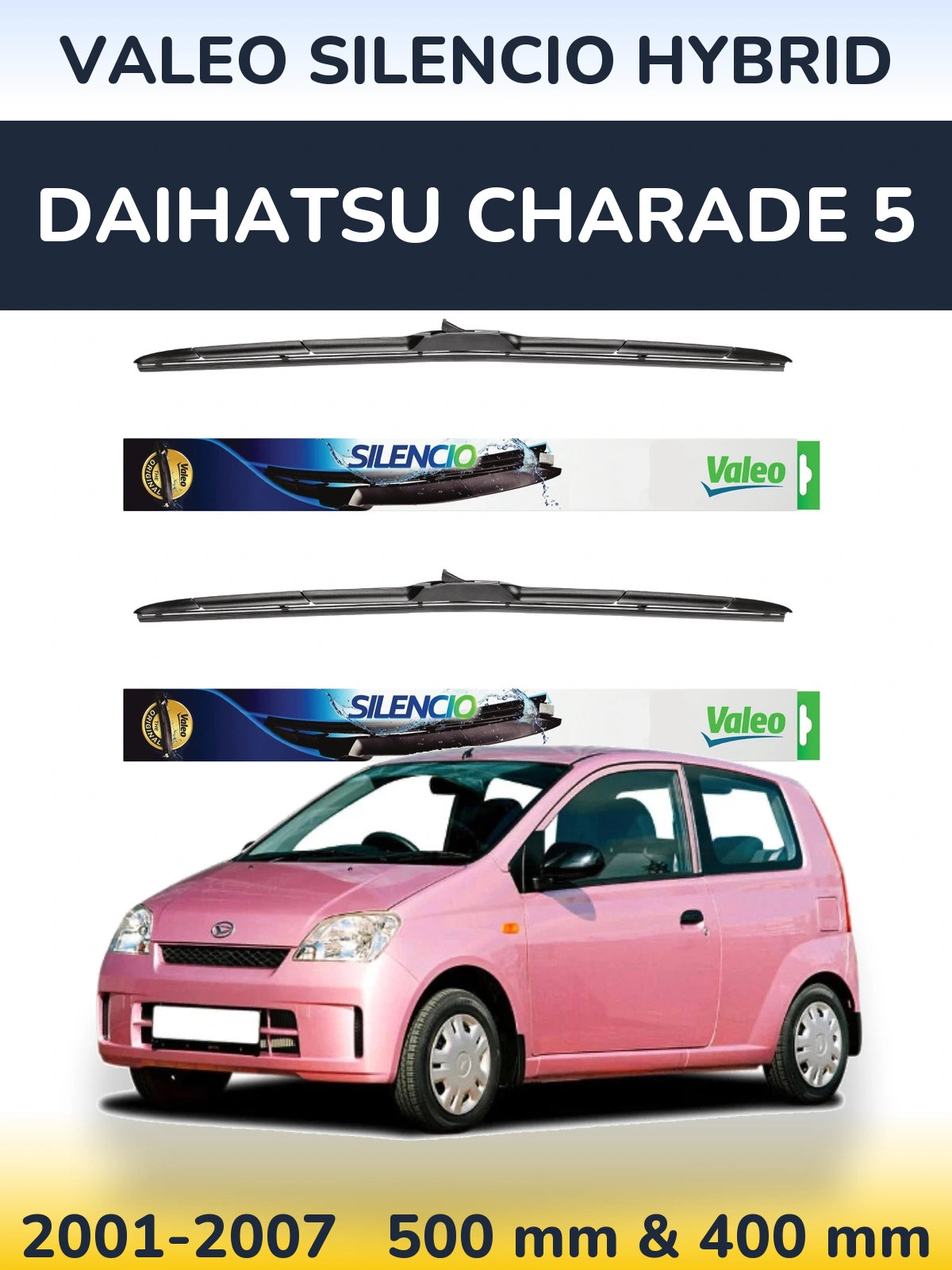 Комплект передних дворников Valeo Silencio Hybrid 500 & 400 мм для Daihatsu Charade 5 2001-2007