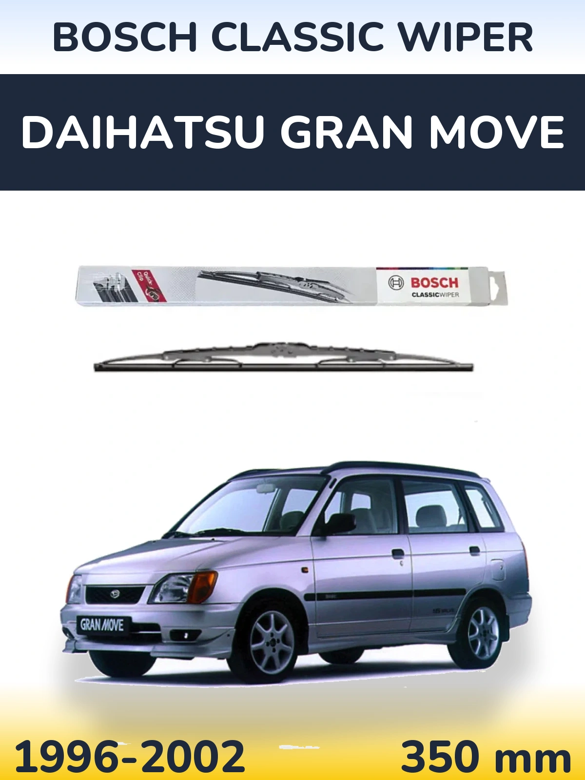 Rear wiper blade BOSCH Classic Wiper 340 mm for Daihatsu Gran Move 1996-2002