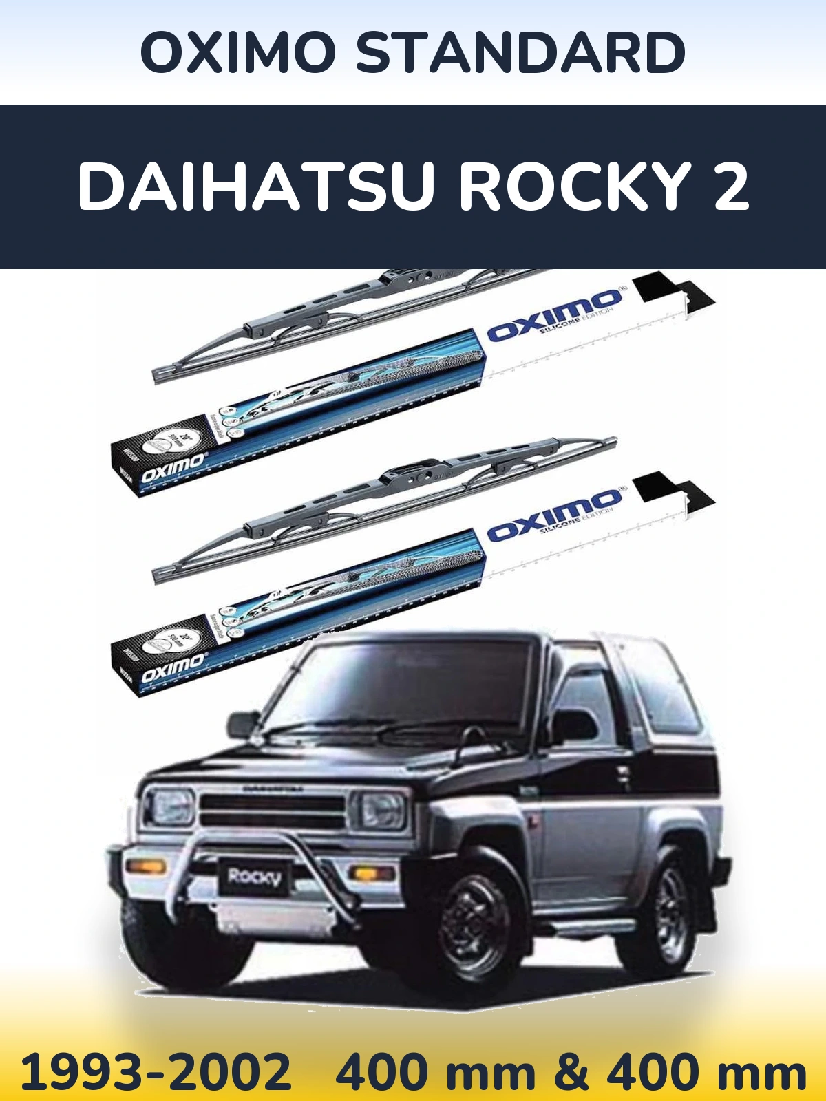 Front wiper blade set Oximo Standard 400 & 400 mm for Daihatsu Rocky 2 1993-2002