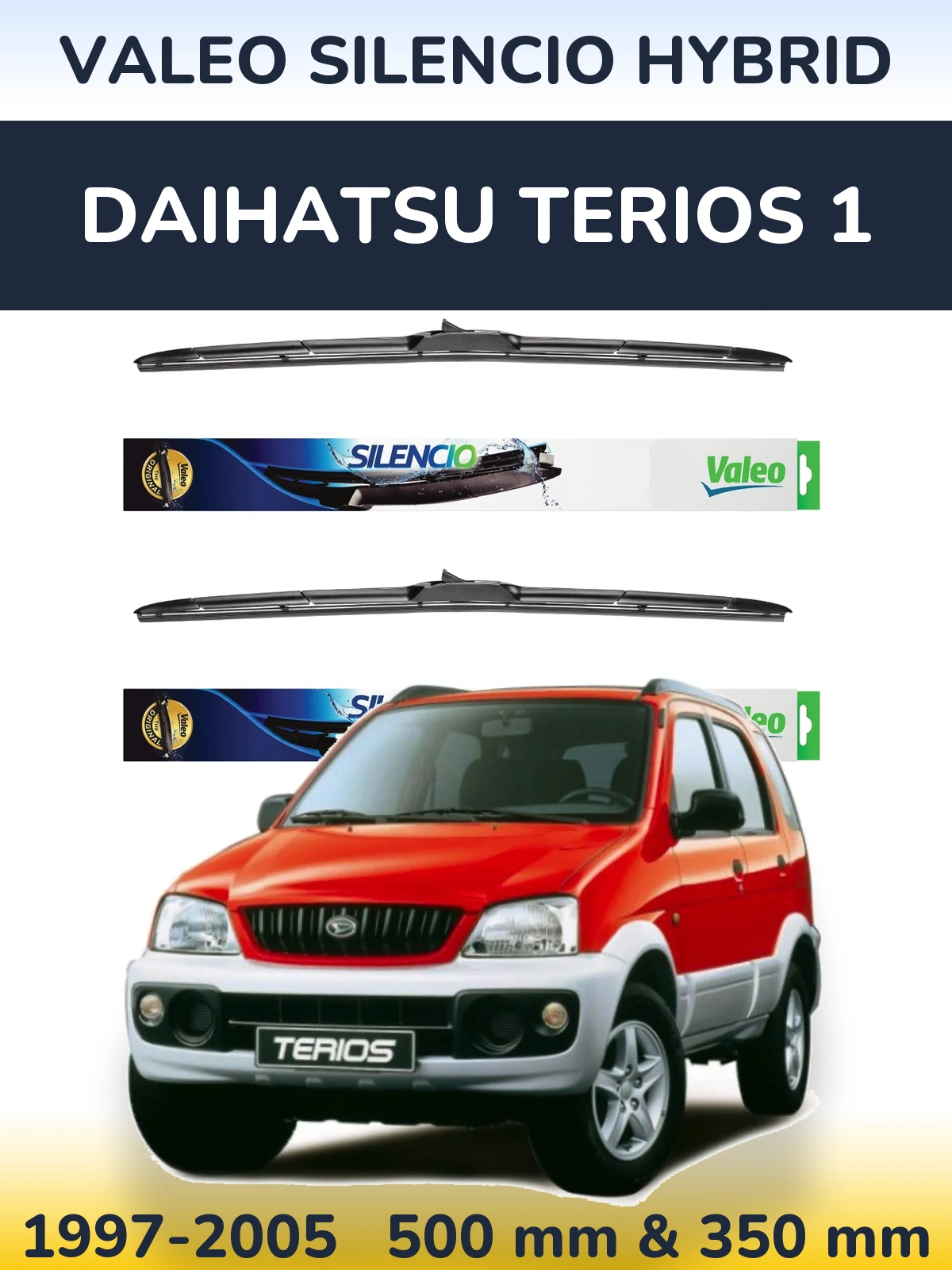 Комплект передних дворников Valeo Silencio Hybrid 500 & 350 мм для Daihatsu Terios 1 1997-2005